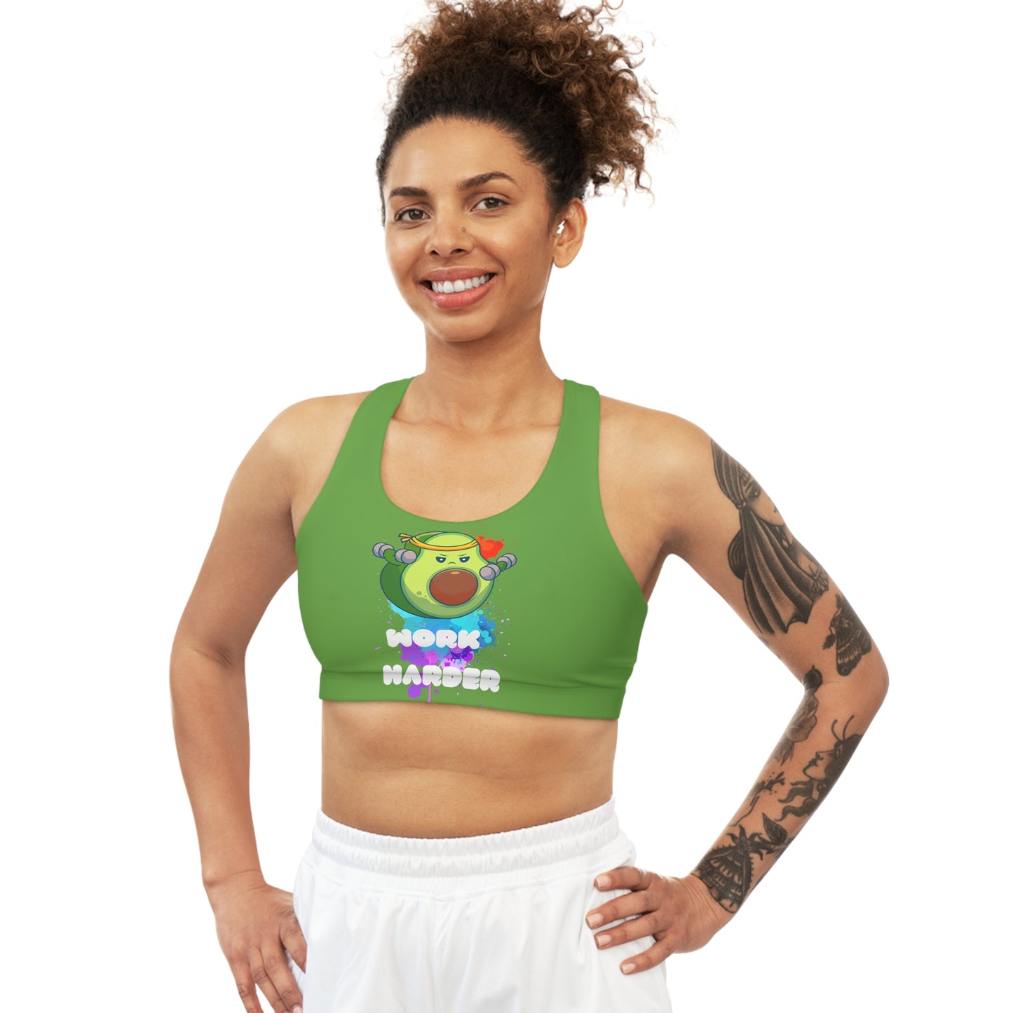 Work Harder Green Seamless Sports Bra