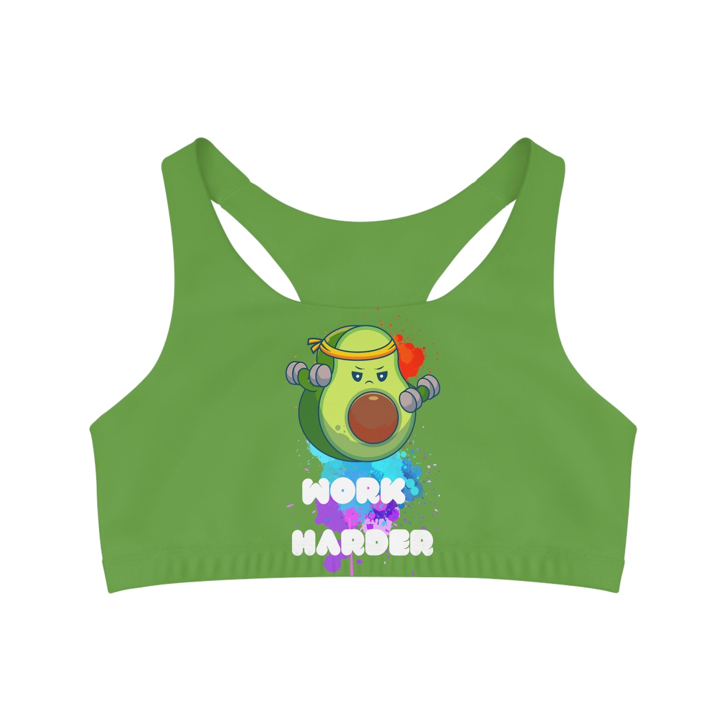 Work Harder Green Seamless Sports Bra