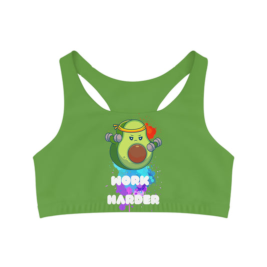 Work Harder Green Seamless Sports Bra