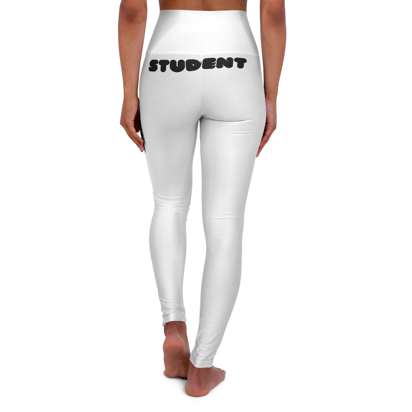 White Yoga Student High Waisted Yoga Leggings