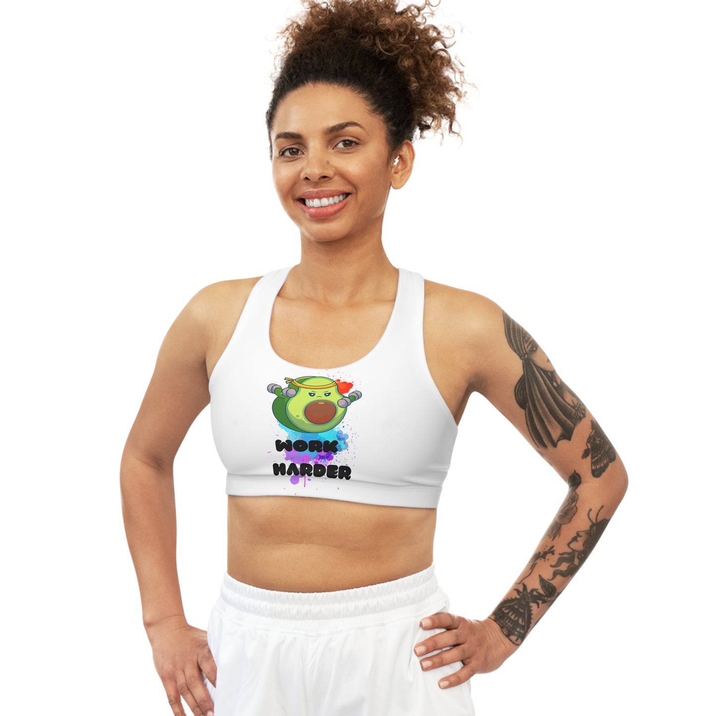 Work Harder White Seamless Sports Bra