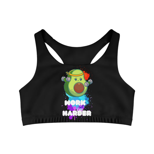 Work Harder Black Seamless Sports Bra